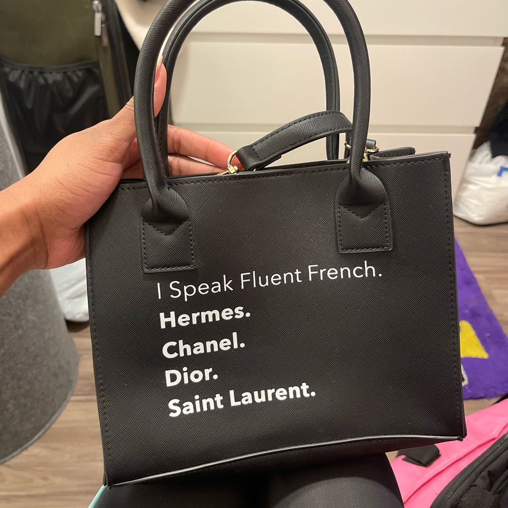 Black Designer-Inspired Tote Bag